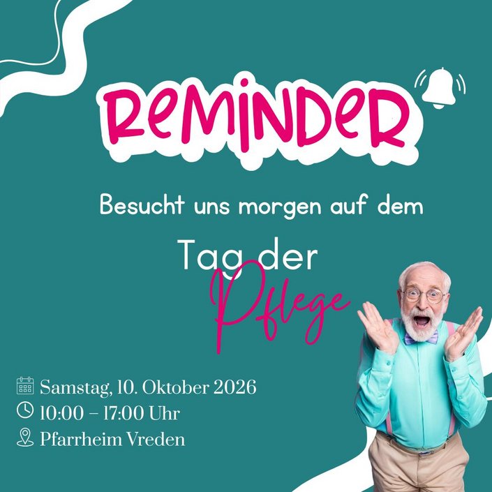 Morgen schon was vor? 🤔☝️😉 Dann schaut doch beim Tag der Pflege in Vreden vorbei! 🫶🥰 Auch wir sind mit dabei und...