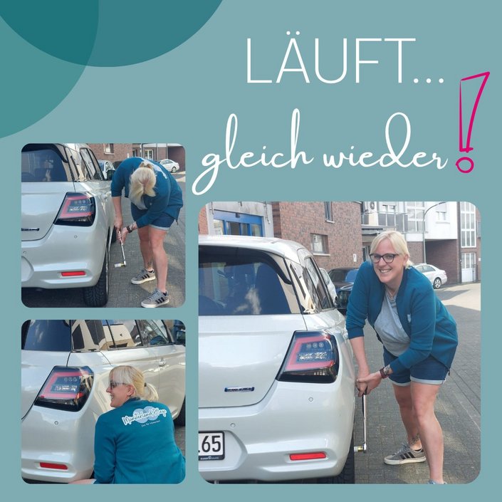 Läuft … gleich wieder! 🚗🔧 Eine kleine Panne hält uns noch lange nicht auf – Elena krempelt die Ärmel hoch und bringt die... Läuft … gleich wieder! 🚗🔧 Eine kleine Panne hält uns noch lange nicht auf – Elena krempelt die Ärmel hoch und bringt die...